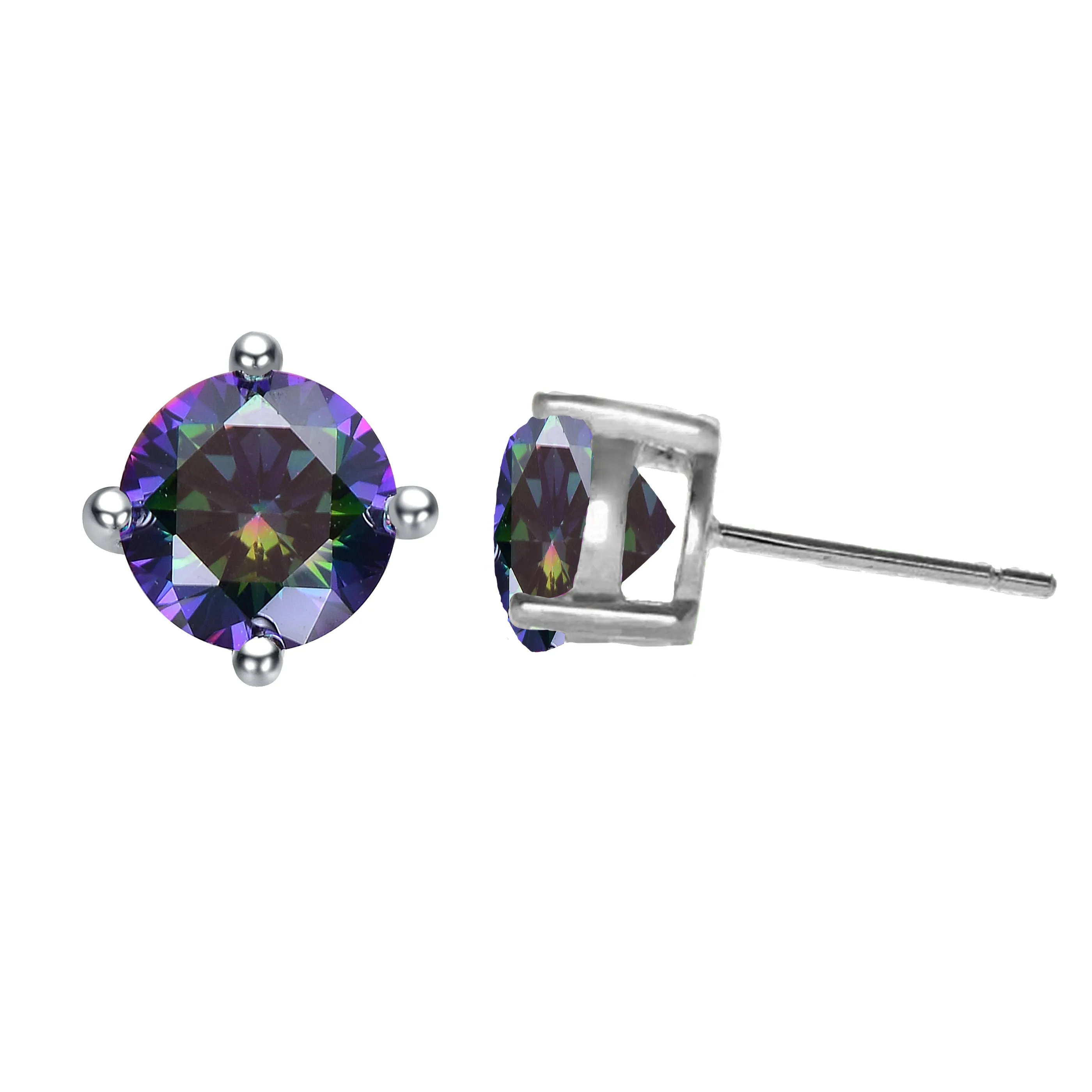 Marie Baby/Kids Amethyst-Purple February Birthstone Solitaire Earrings