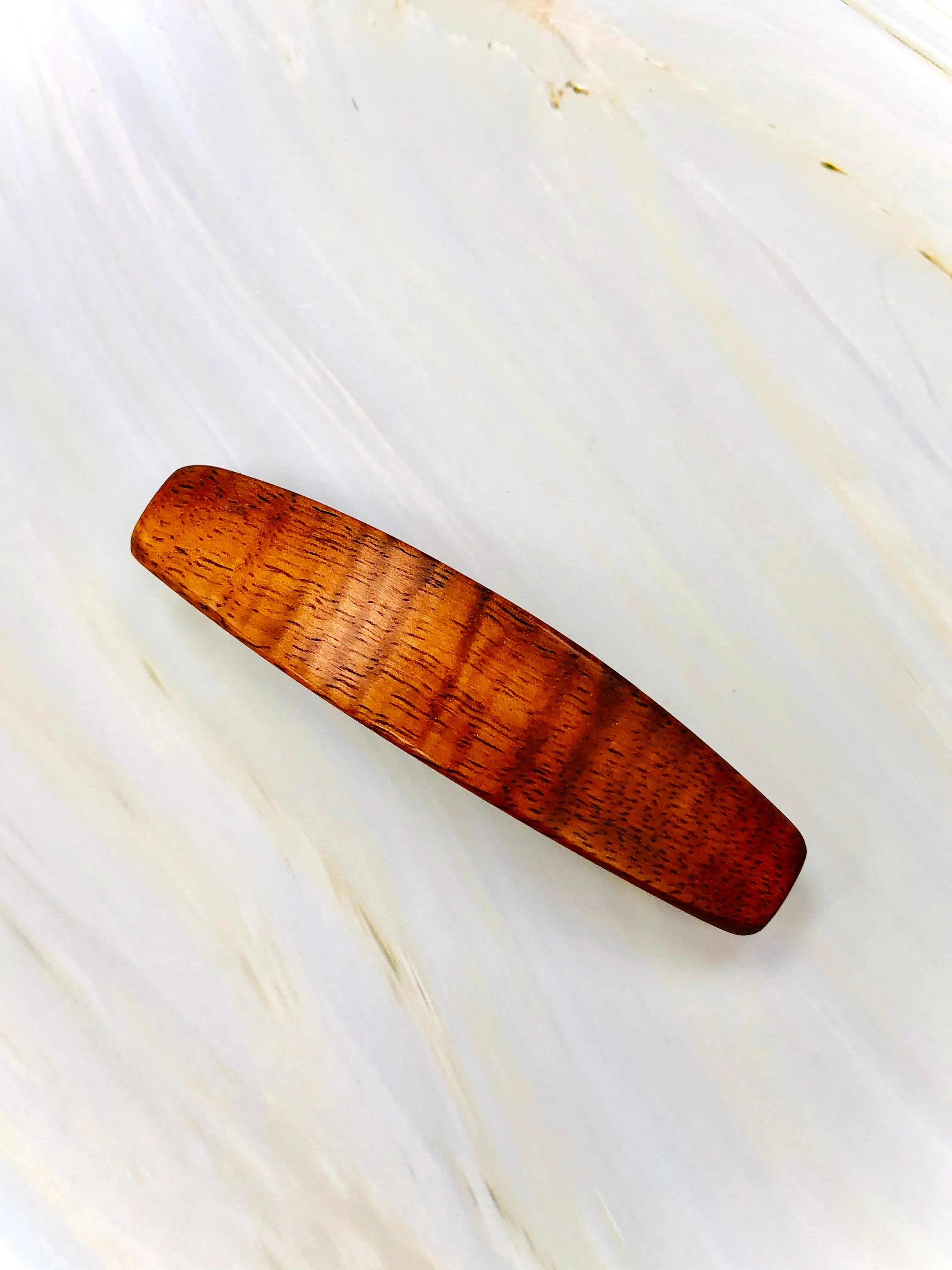 Medium Curly Koa wood barrette,  AAA wood hair clip,  fine hair barrette, wooden barrette,