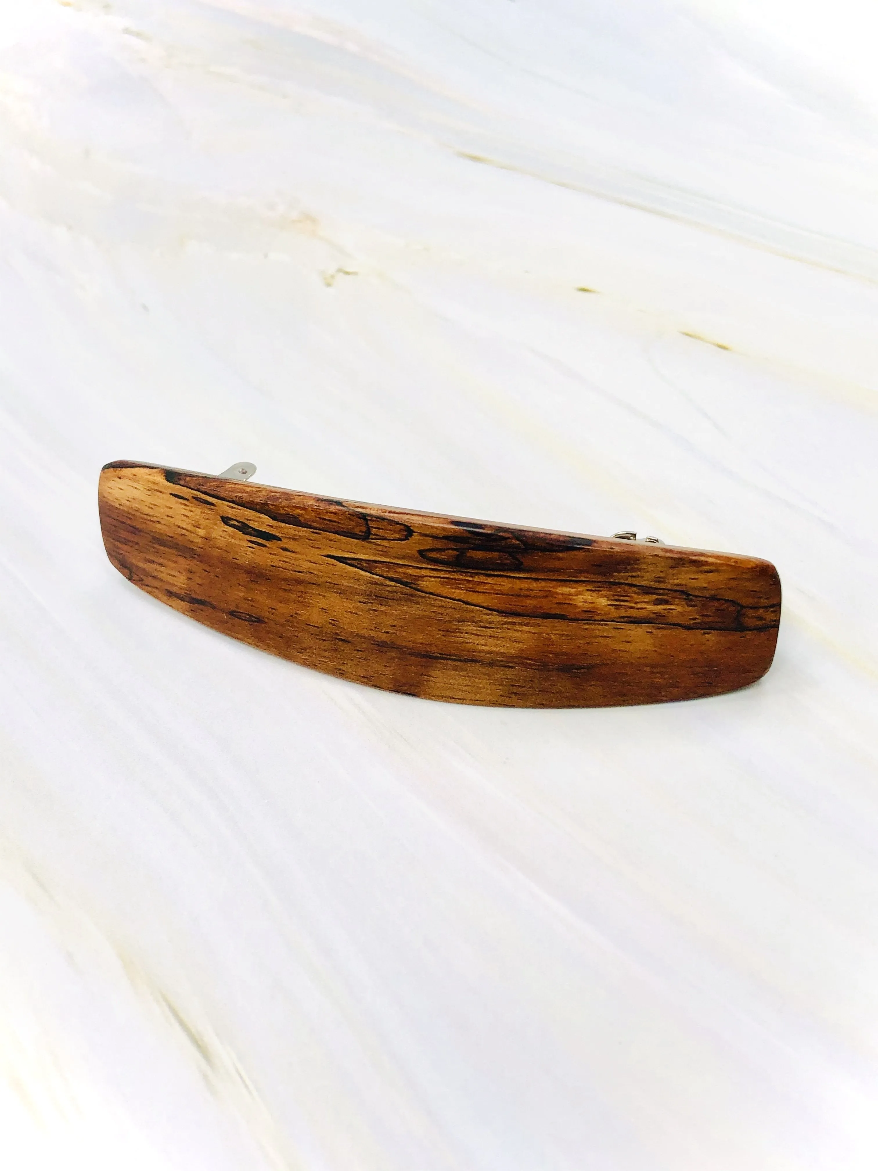 Medium Spalted Koa wood barrette,  AAA wood hair clip,  fine hair barrette, wooden barrette,