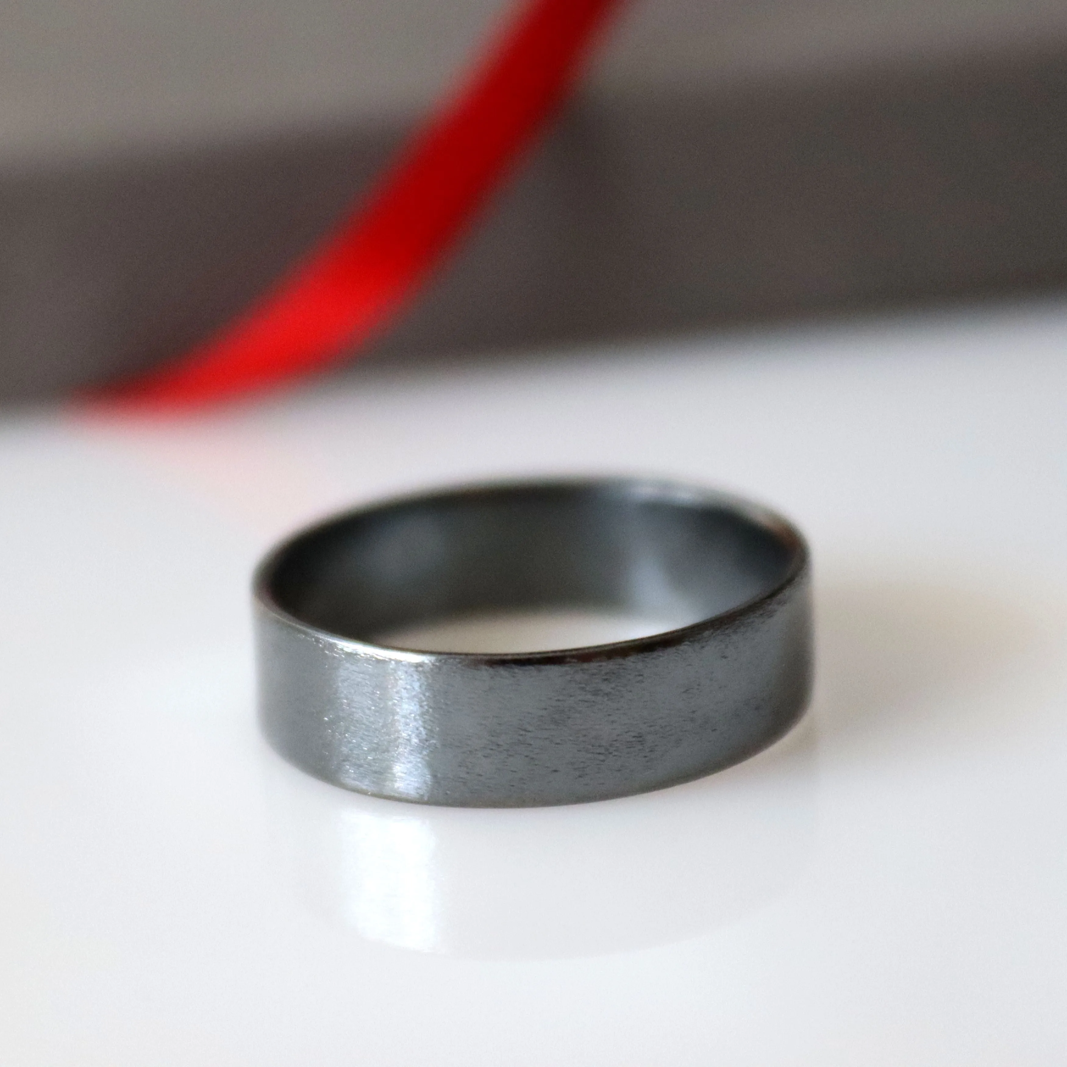 Mens Black Ring - Handmade Oxidized Sterling Silver Band for men