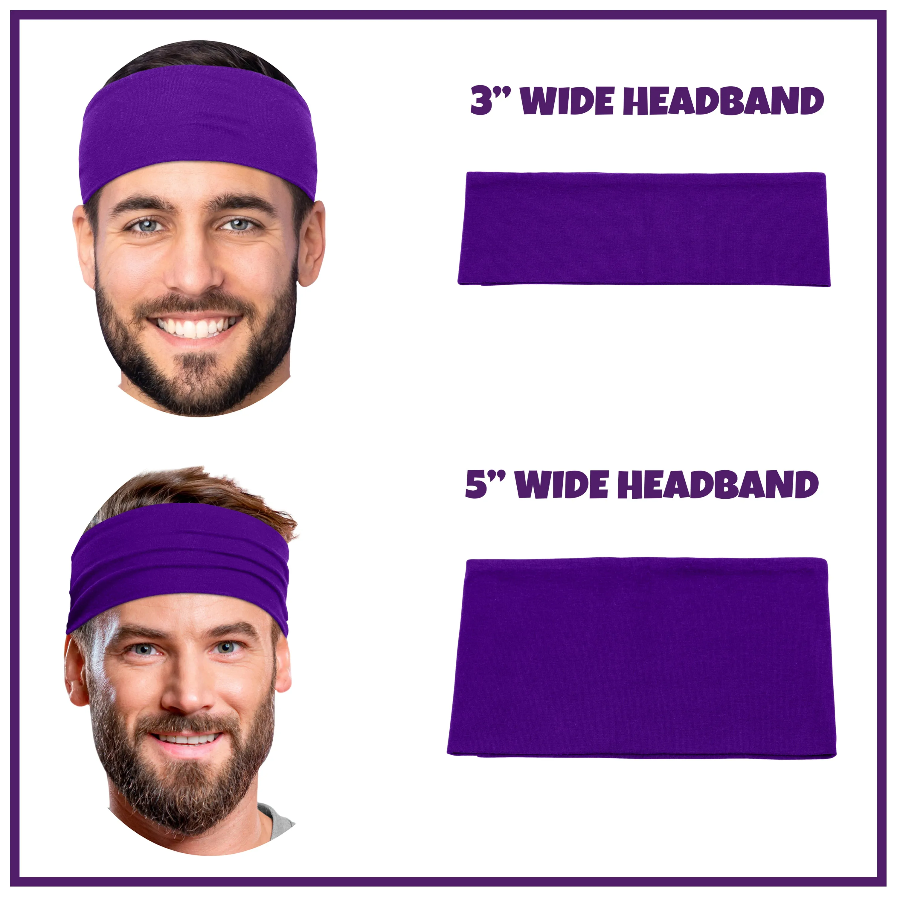 Men's Headbands Cotton Jersey 3" Wide Sports Fitness Yoga Made in the USA Heather Charcoal