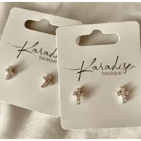 Mini Cross Rhinestone Stud Earring