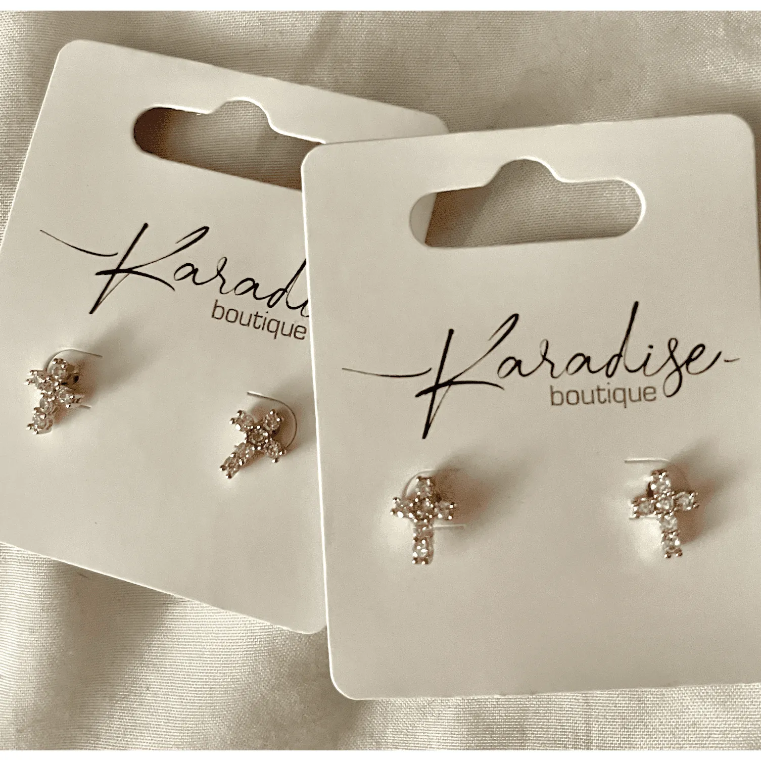 Mini Cross Rhinestone Stud Earring