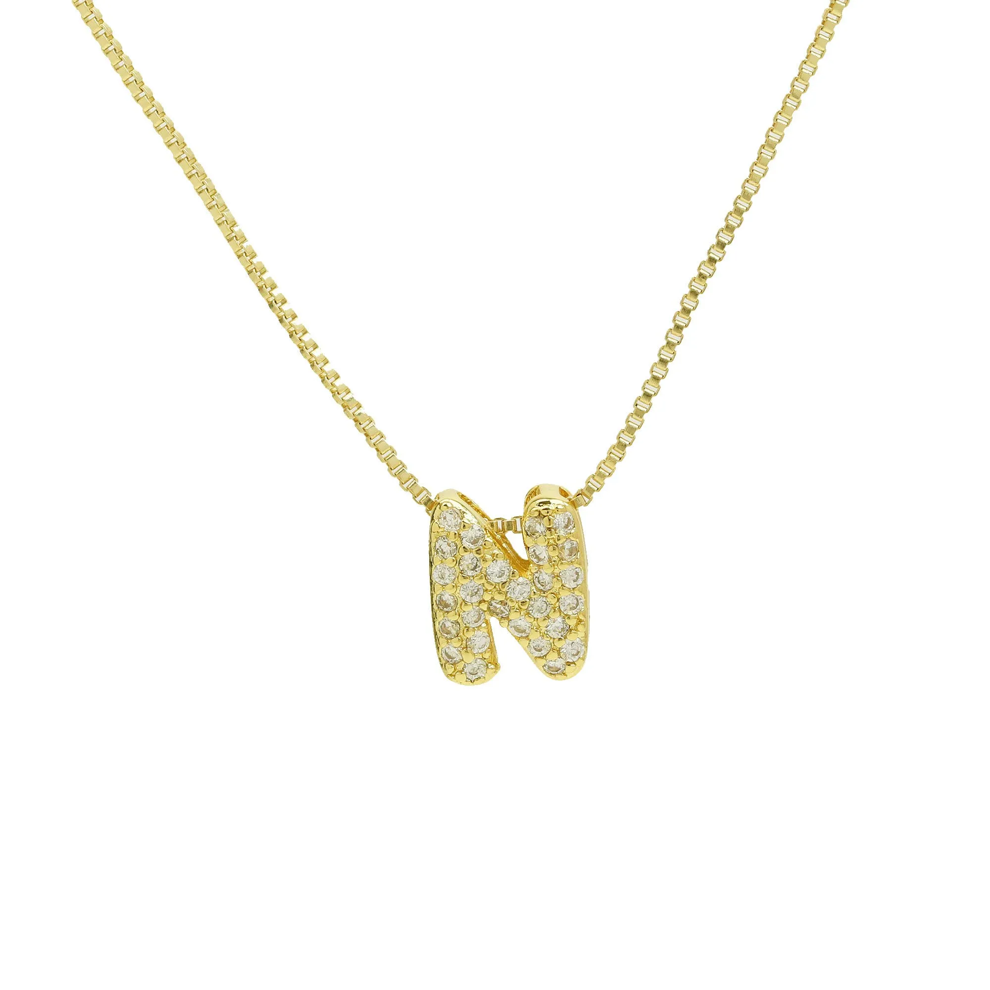 Mini CZ Initial Necklace with charms