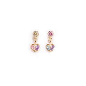 Mini Love Song Stud Earrings [Pastel gems/Yellow gold]