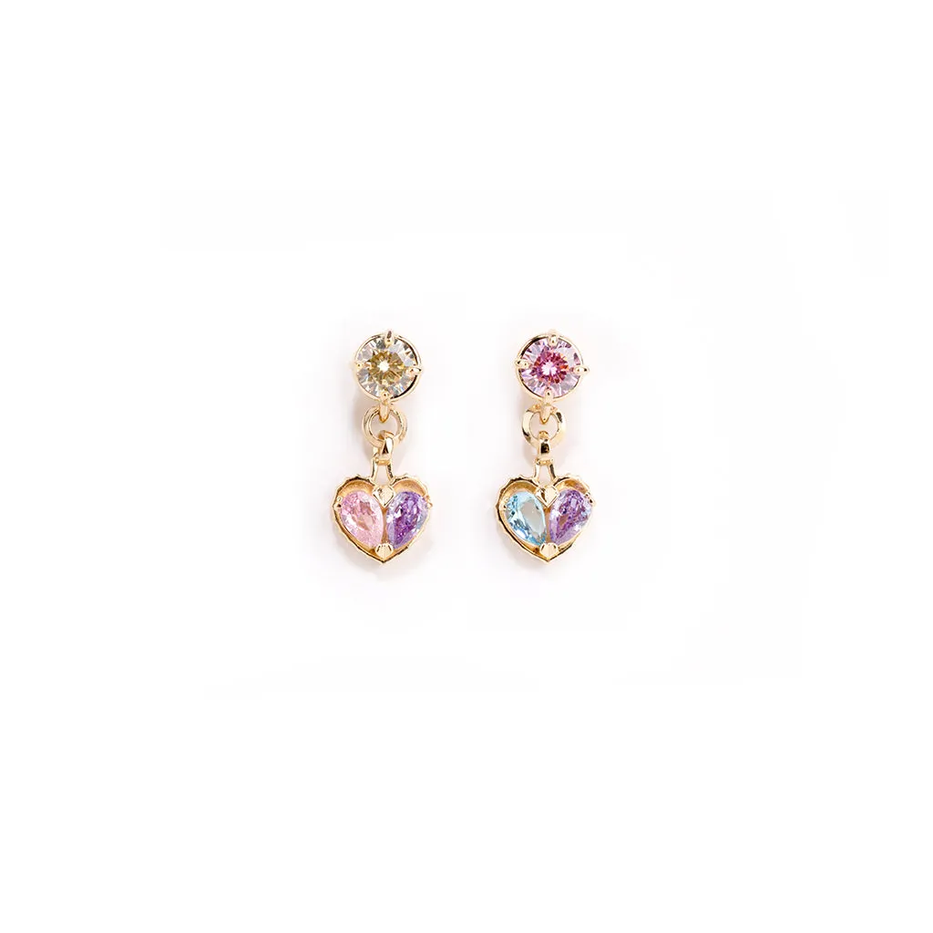 Mini Love Song Stud Earrings [Pastel gems/Yellow gold]