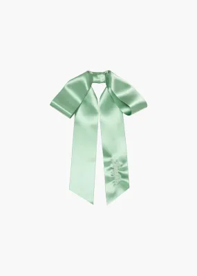 Monogram Adley Satin Bow Barrette -- Celadon