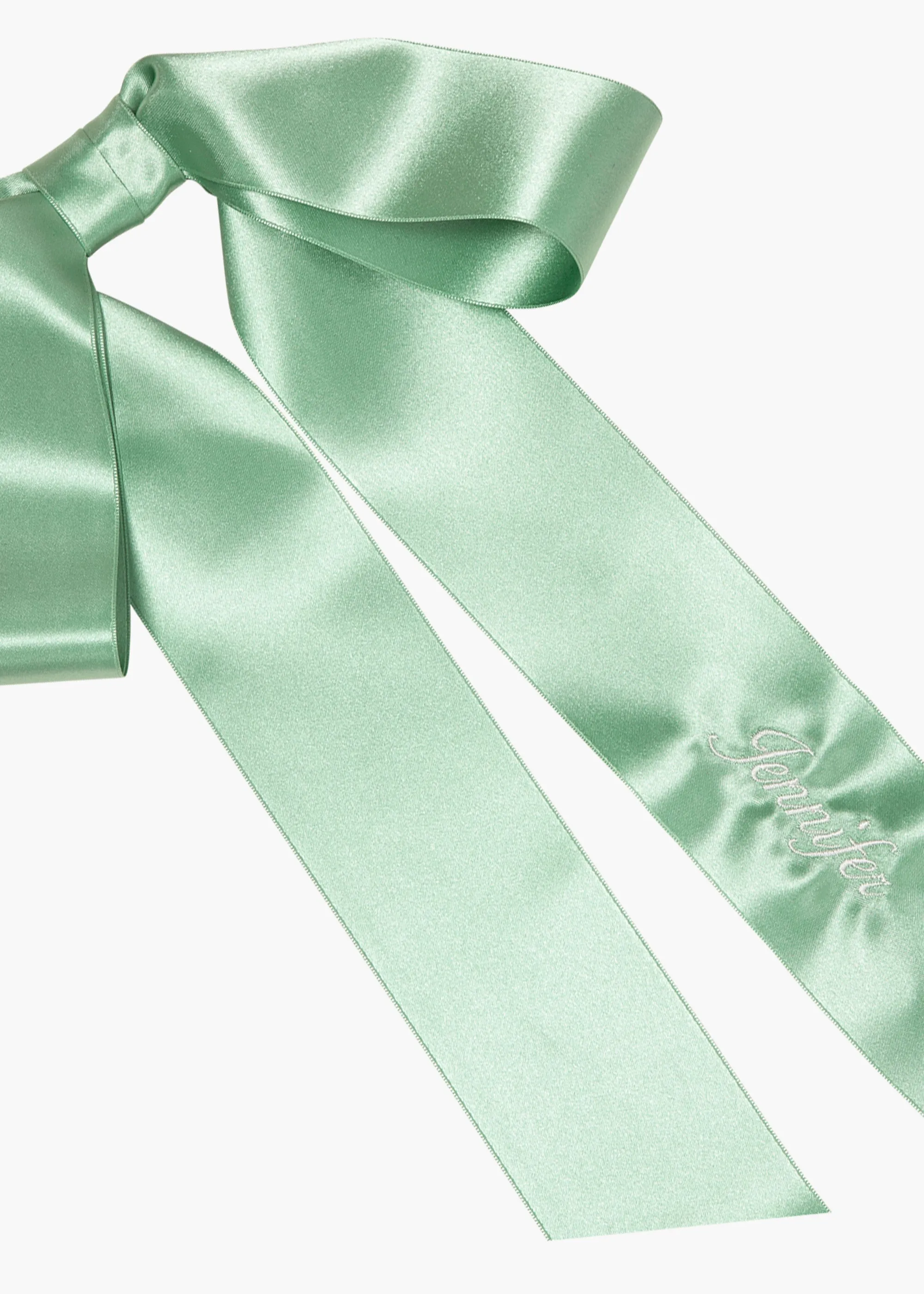 Monogram Adley Satin Bow Barrette -- Celadon