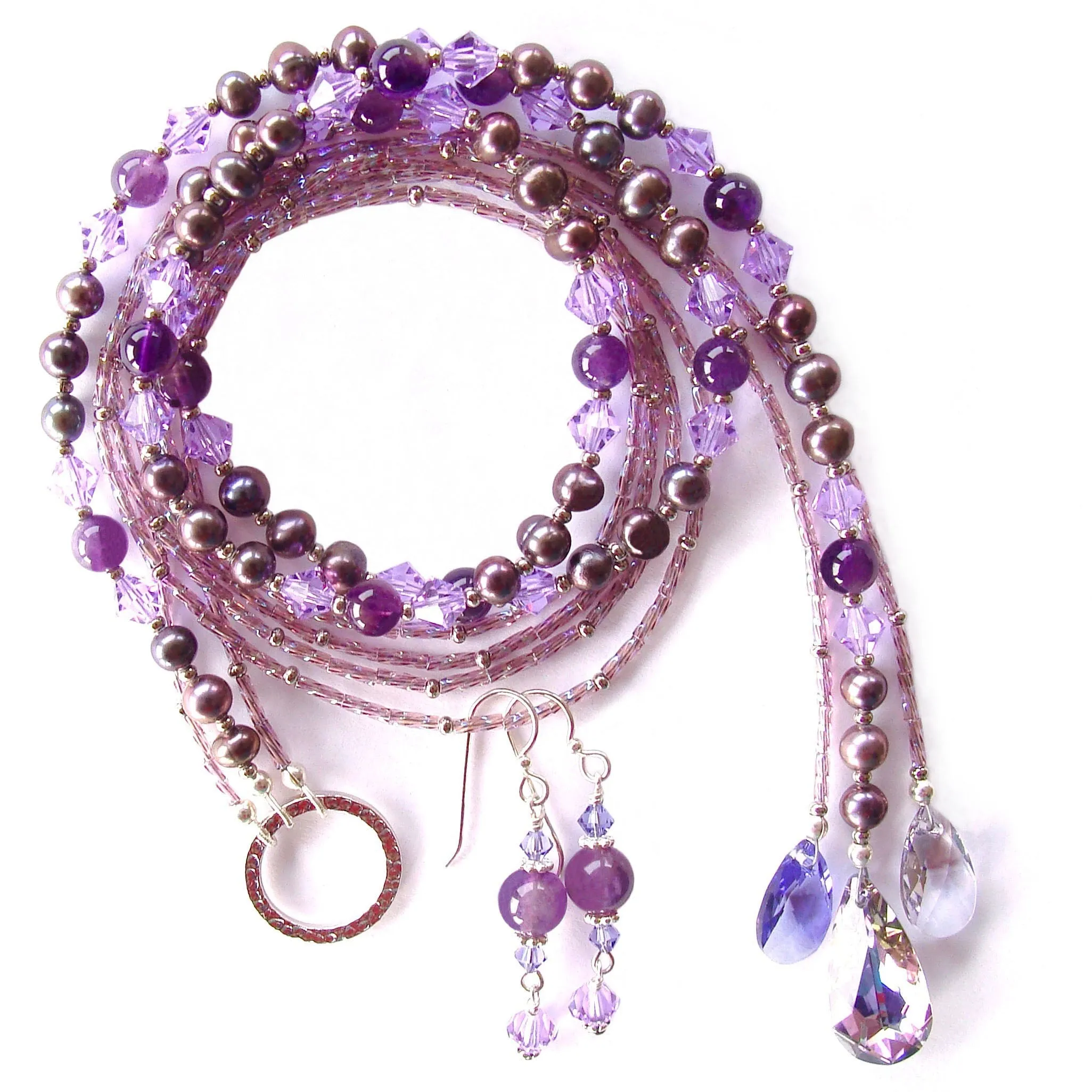 Moon Dance: Amethyst Lariat Necklace Set