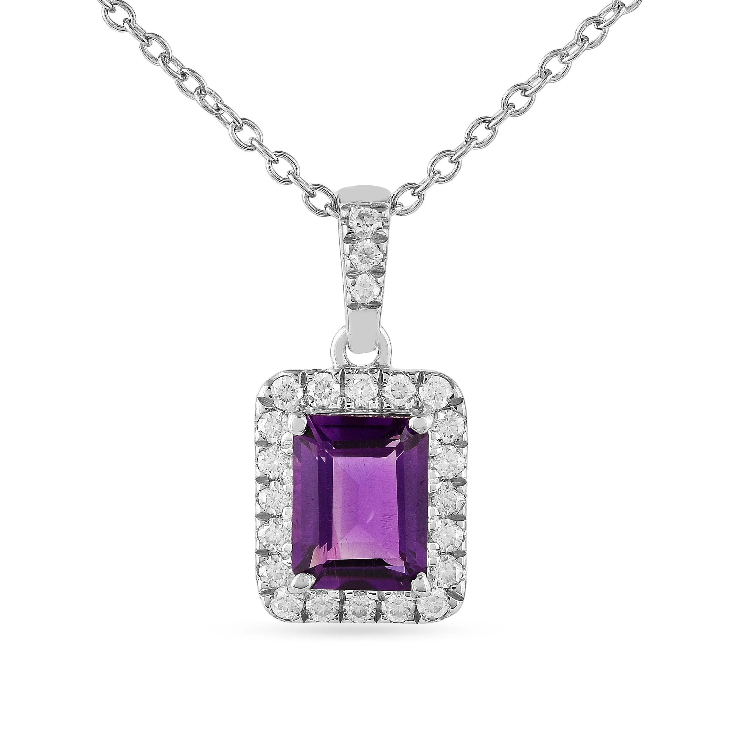 Natural Amethyst Octagon Pendant Necklace