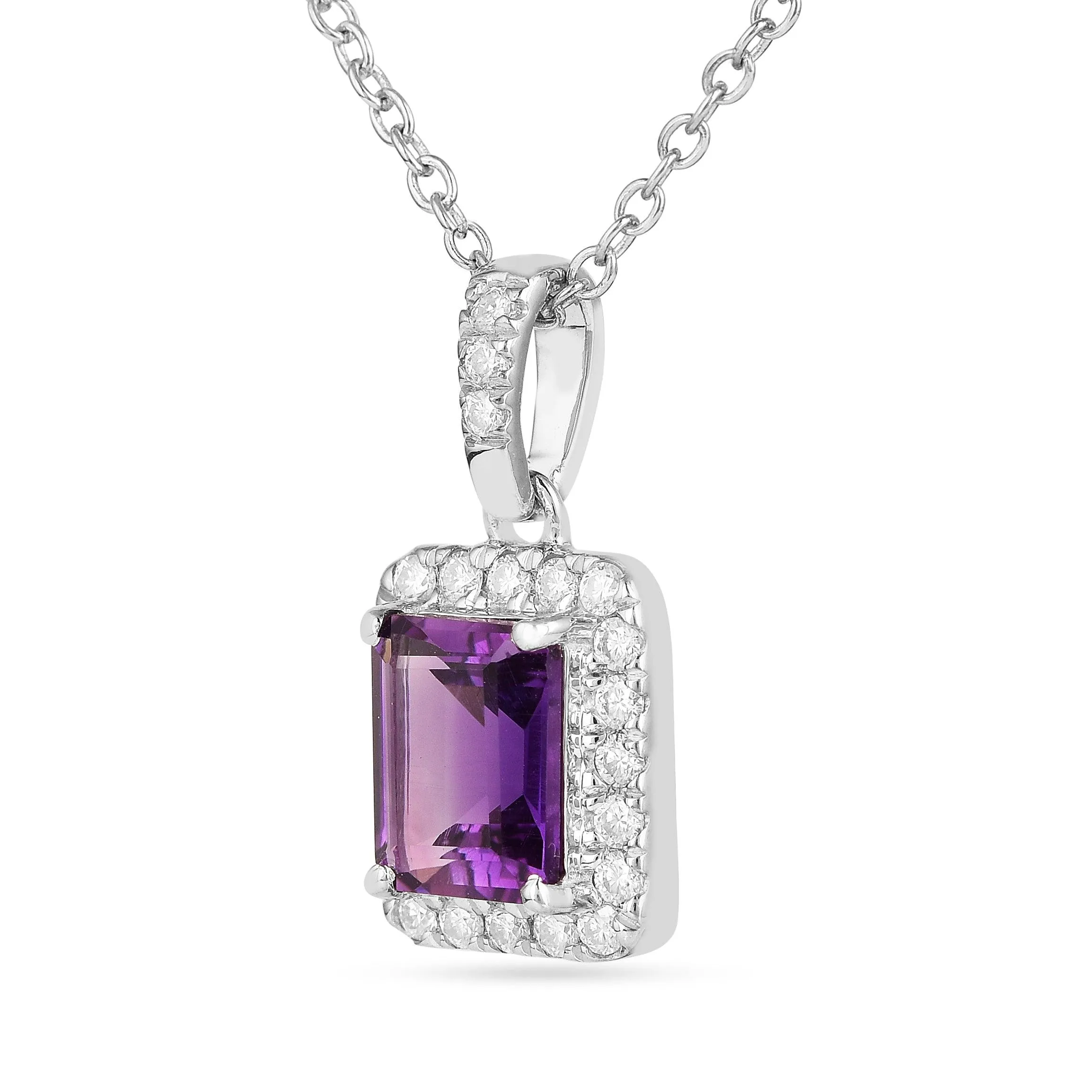 Natural Amethyst Octagon Pendant Necklace