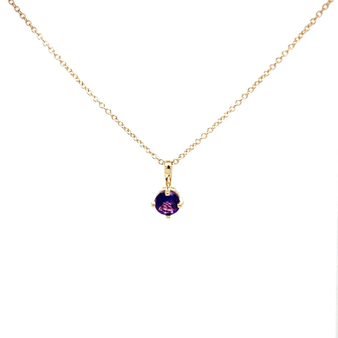 Natural Amethyst Solitaire 16-18" Necklace