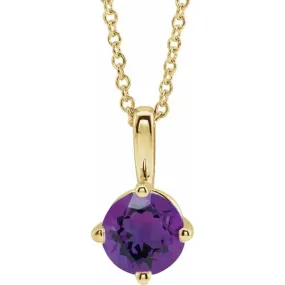 Natural Amethyst Solitaire 16-18" Necklace