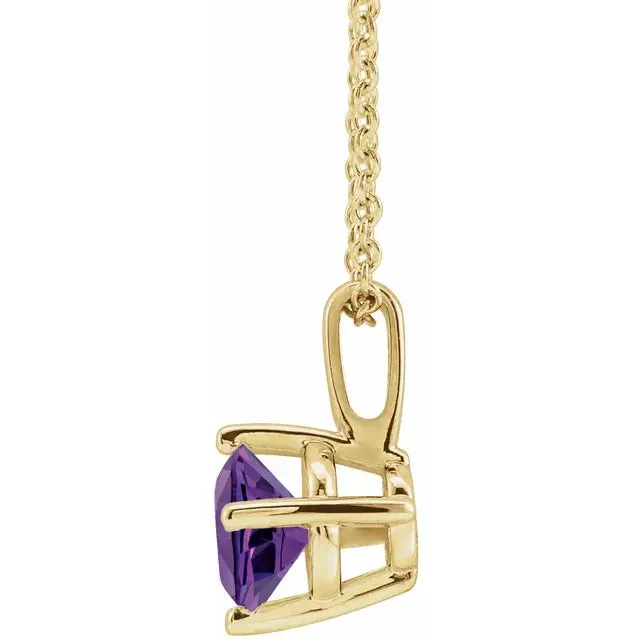 Natural Amethyst Solitaire 16-18" Necklace