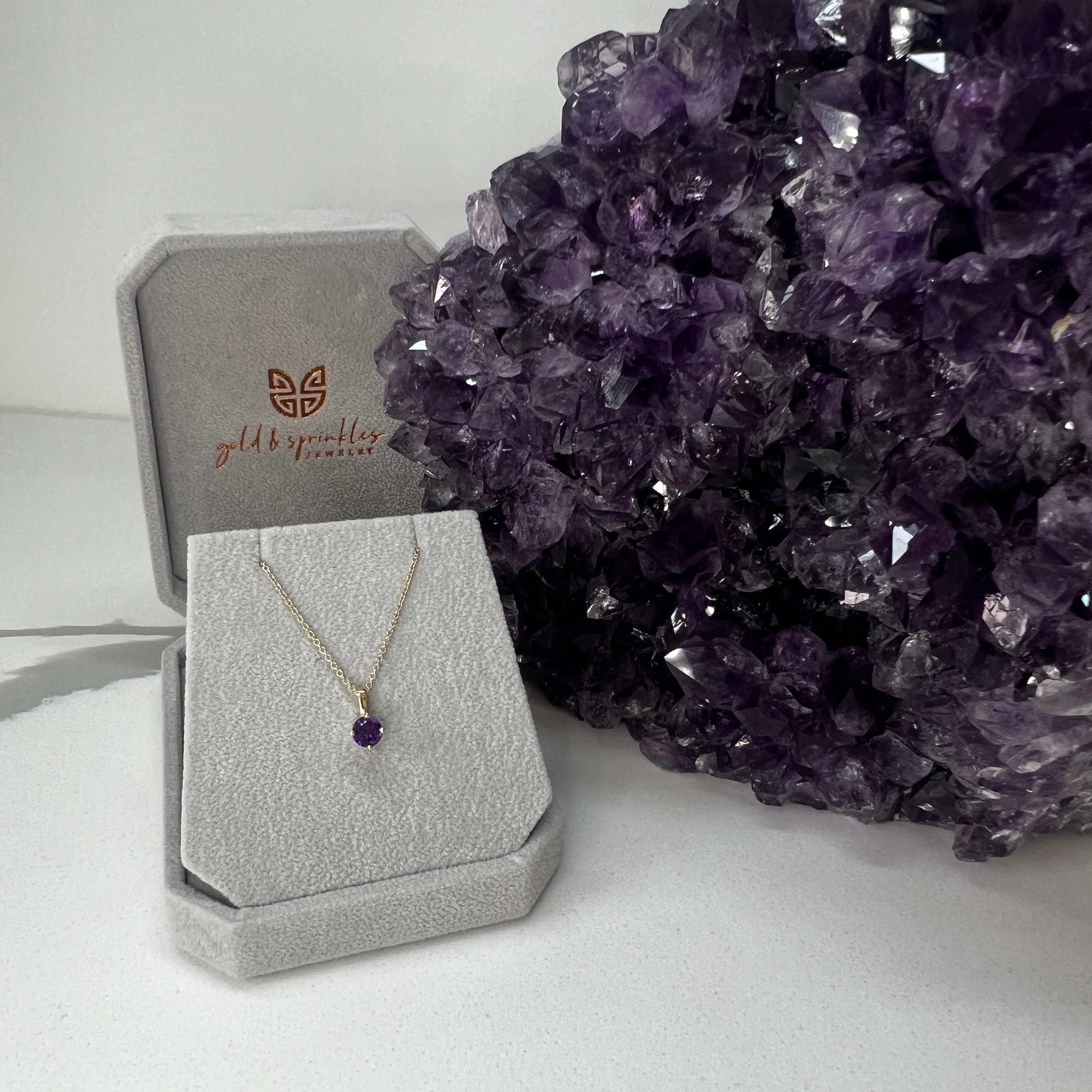 Natural Amethyst Solitaire 16-18" Necklace