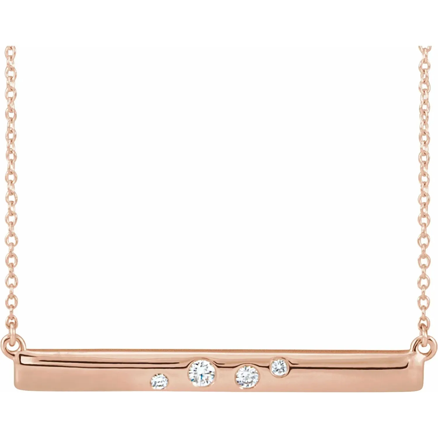 Natural Diamond 14k Gold Bar Necklace