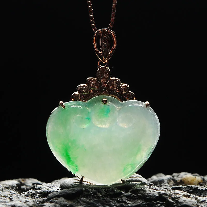 Natural Jade Pendant Jadeite Gold Ruyi Pendant PT99