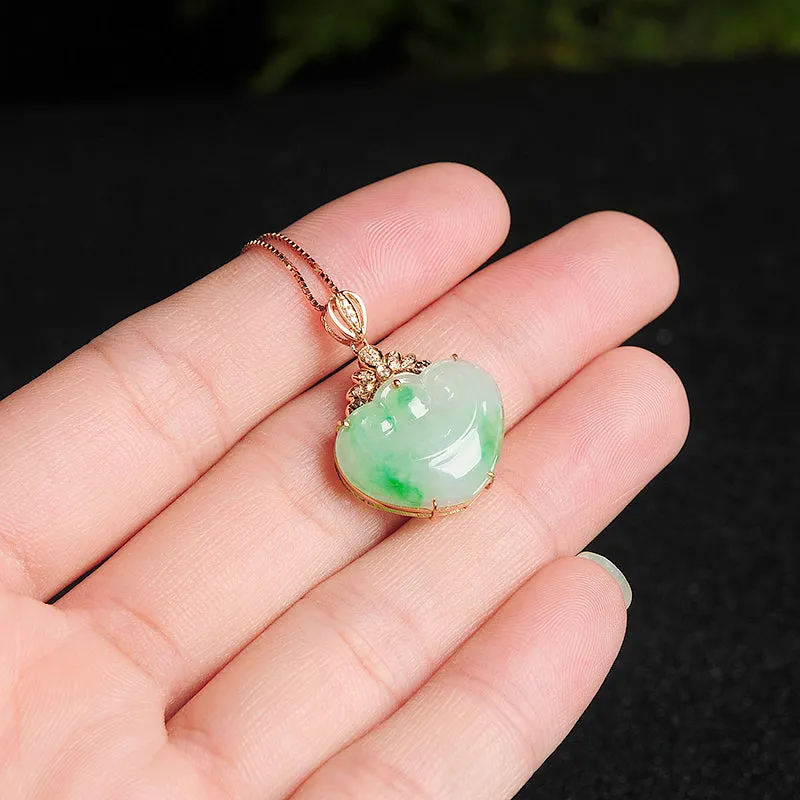 Natural Jade Pendant Jadeite Gold Ruyi Pendant PT99