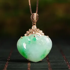 Natural Jade Pendant Jadeite Gold Ruyi Pendant PT99