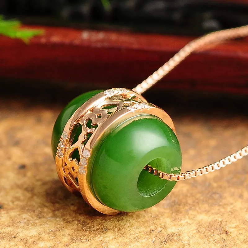 Natural Jade Pendant Nephrite Gold Pendant PT134