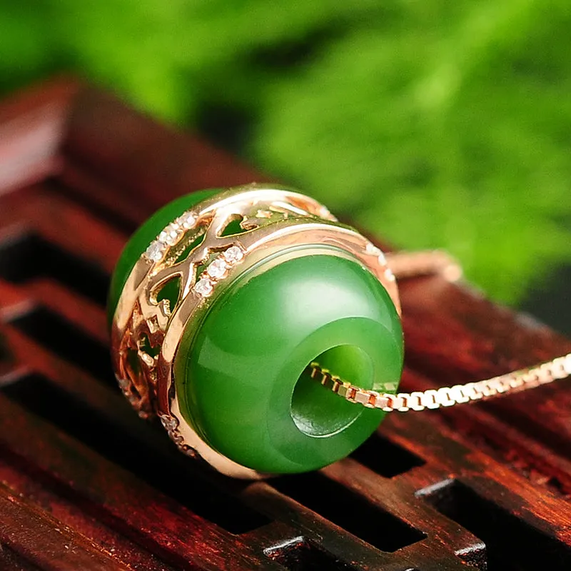 Natural Jade Pendant Nephrite Gold Pendant PT134