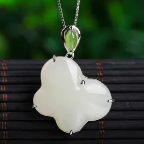 Natural Jade Pendant Nephrite Silver Butterfly Pendant ZPT150