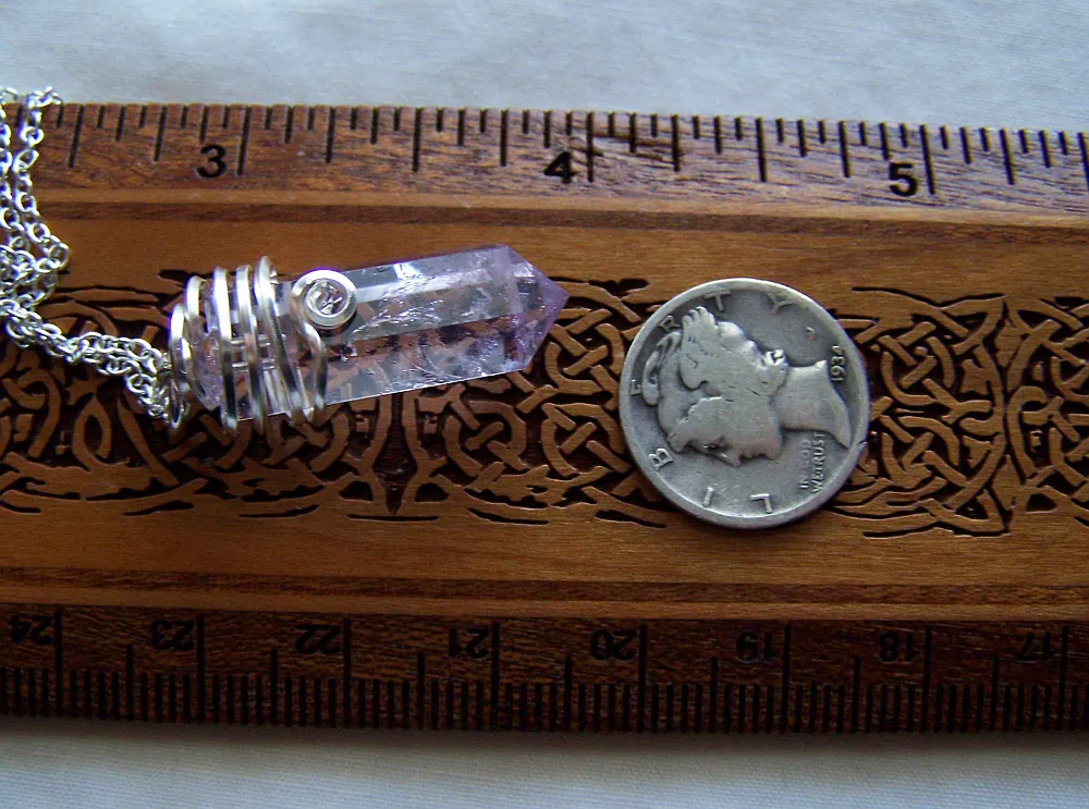 Natural Lavender Amethyst Gemstone Point Crystal Pendant