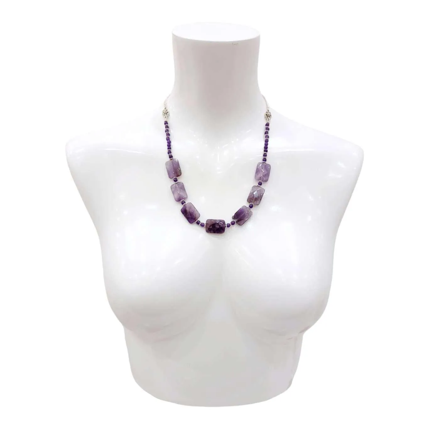 Necklace - Amethyst Rectangle Seven Beads by Tiny Aloha