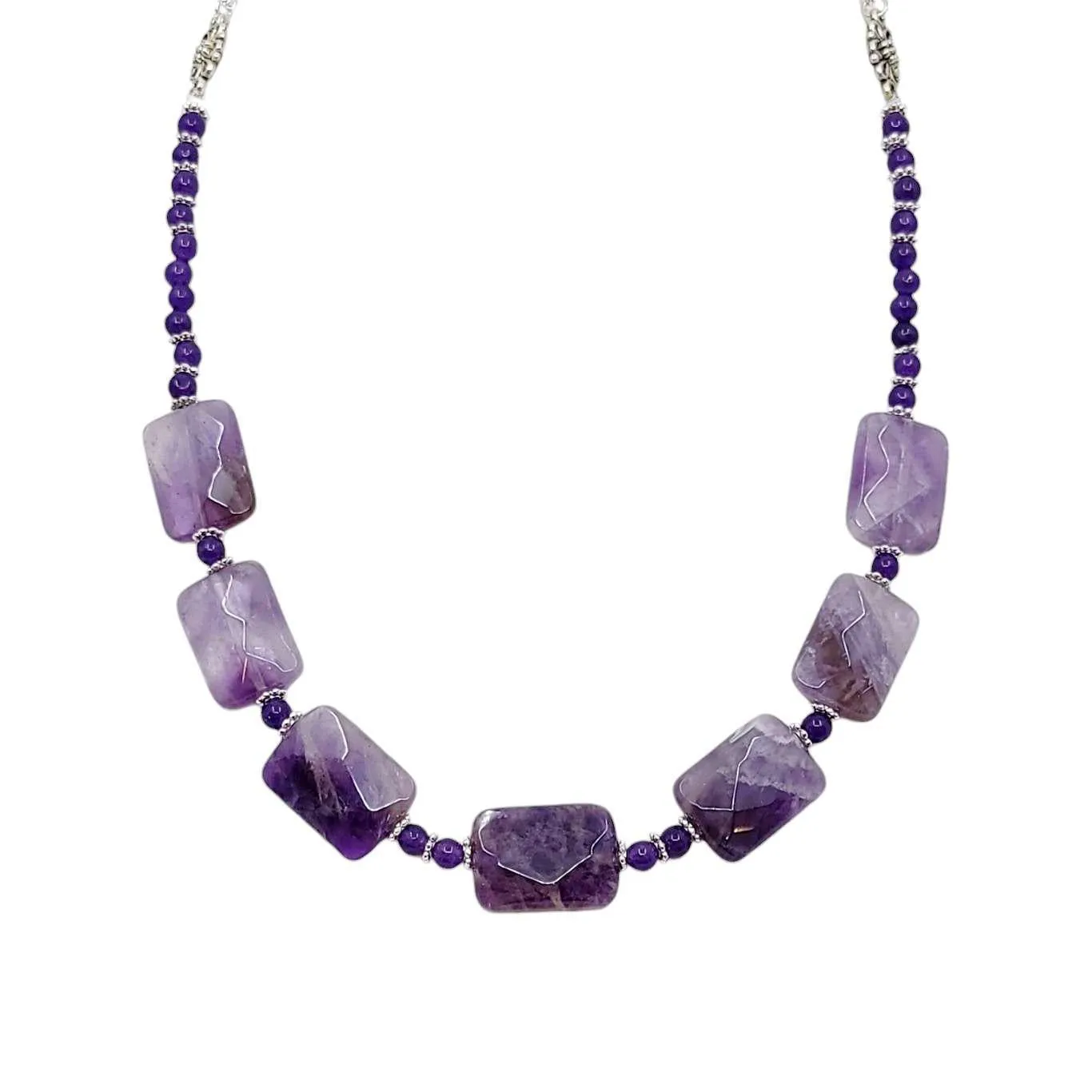 Necklace - Amethyst Rectangle Seven Beads by Tiny Aloha