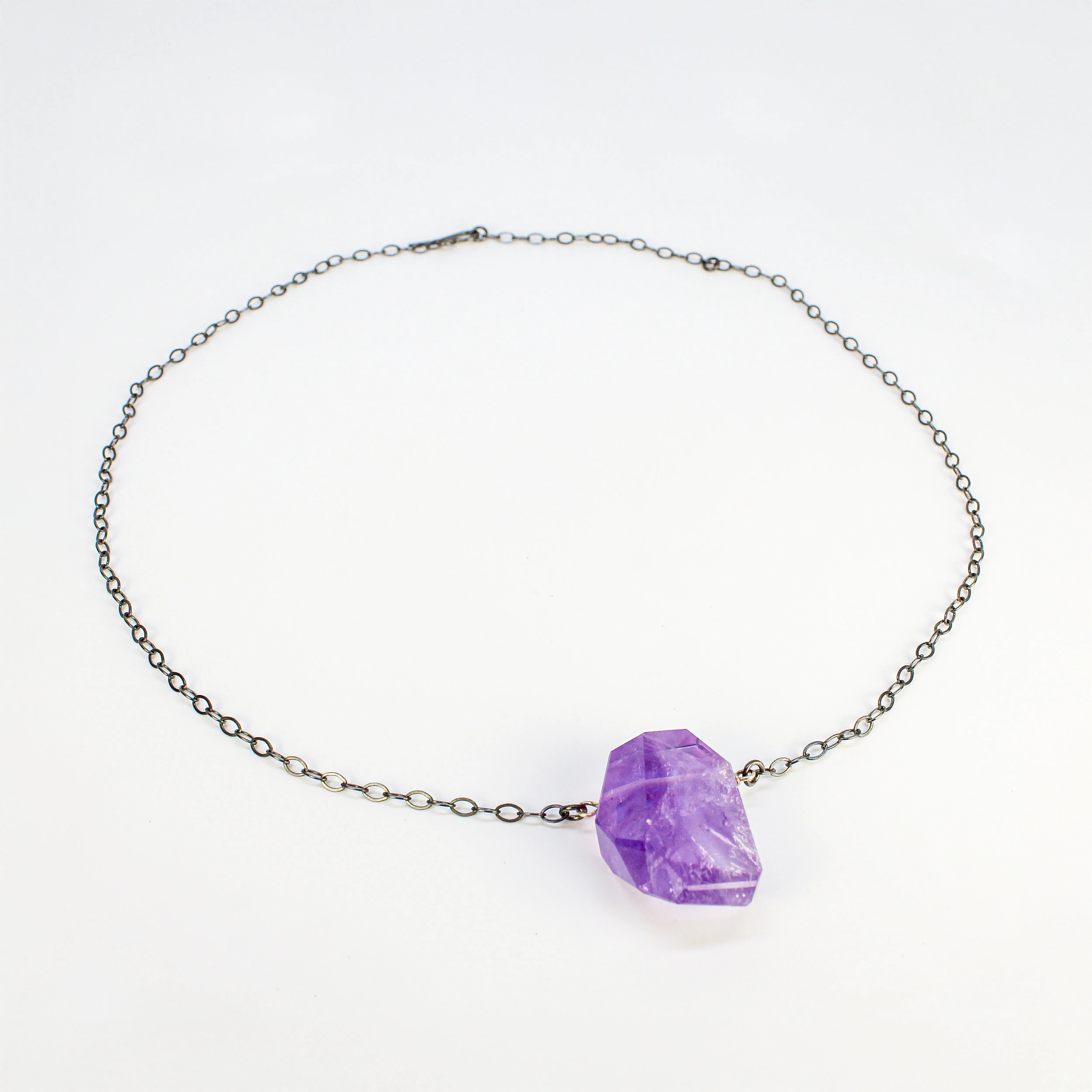 NEW! Geometric Amethyst on Sterling Silver Necklace by Rina Young