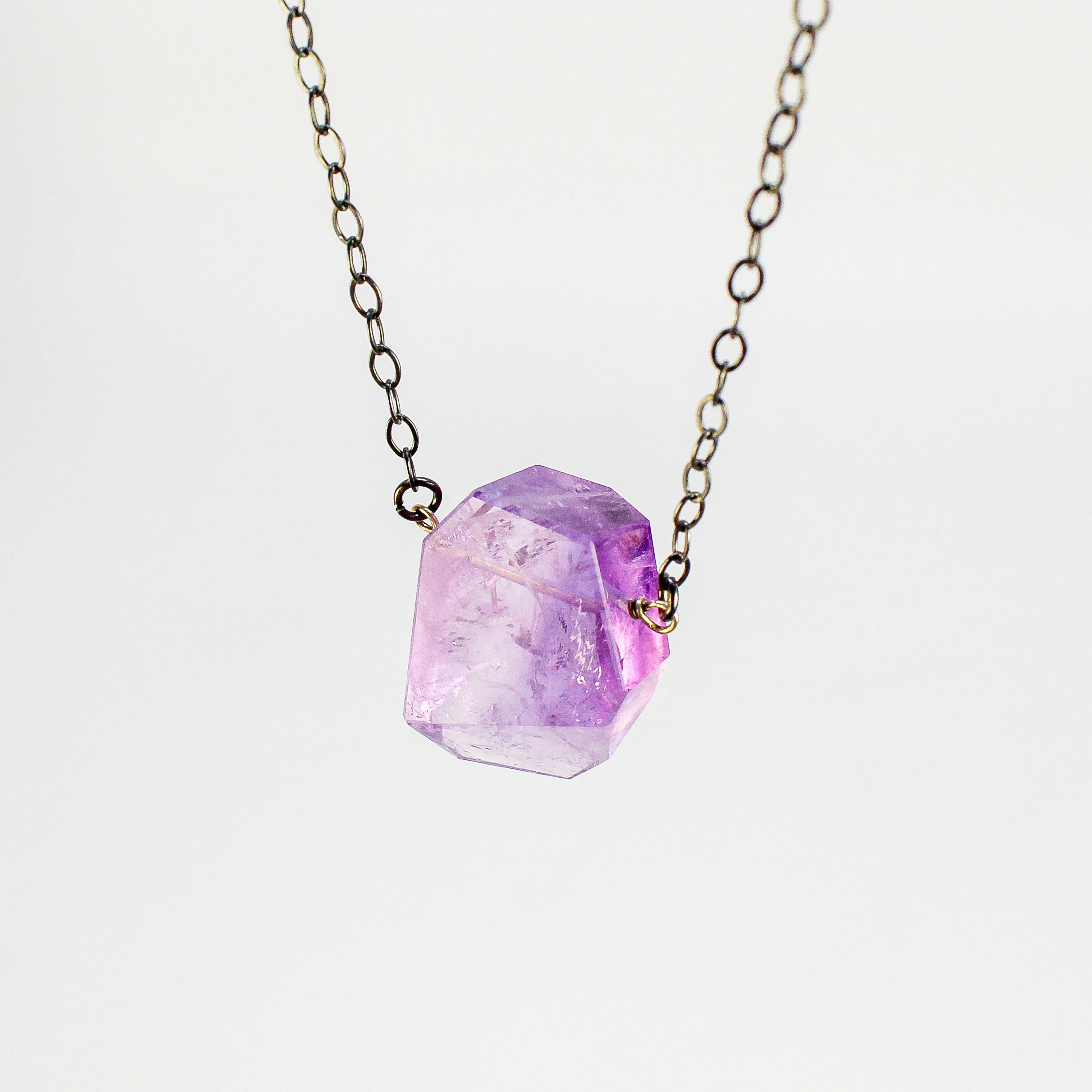 NEW! Geometric Amethyst on Sterling Silver Necklace by Rina Young