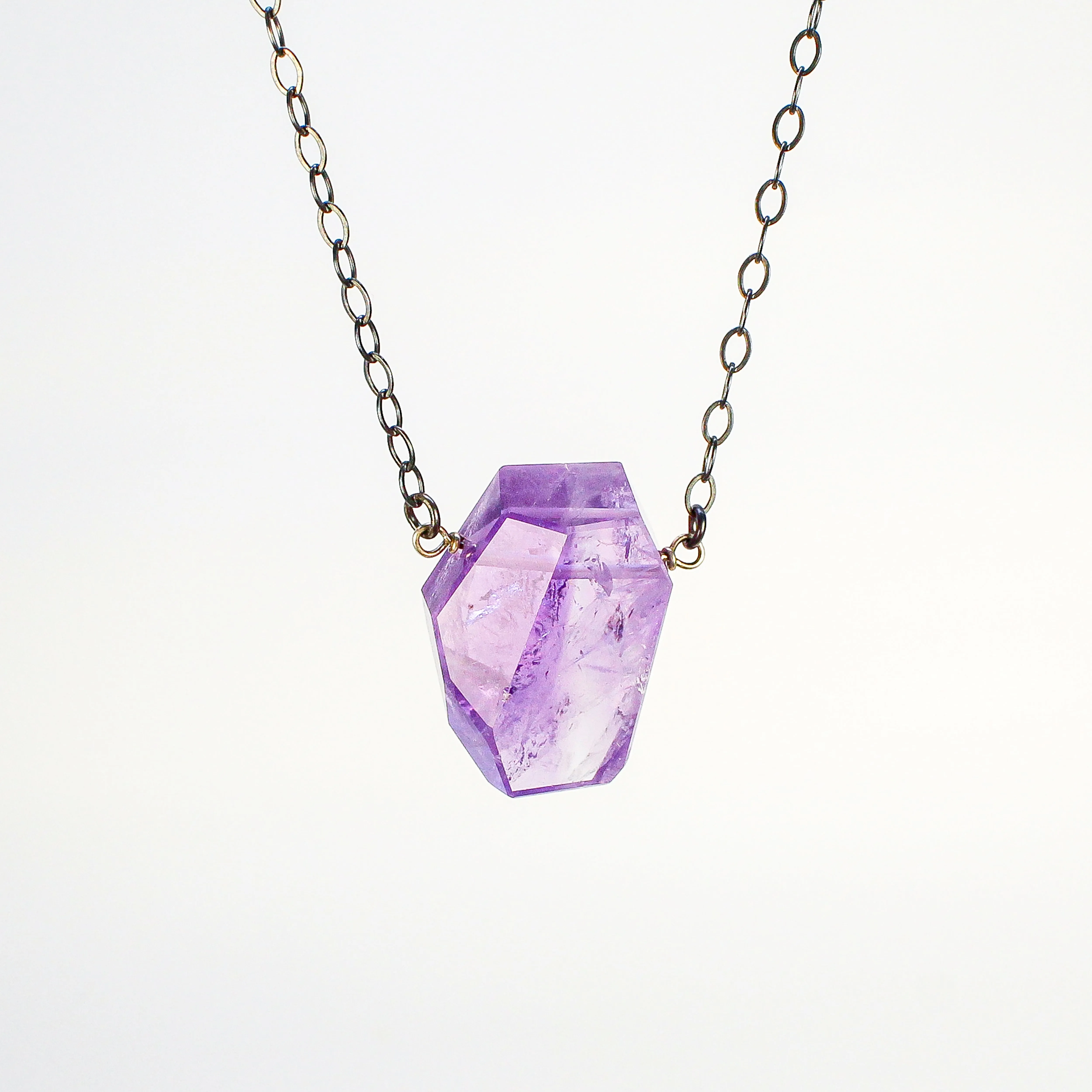 NEW! Geometric Amethyst on Sterling Silver Necklace by Rina Young