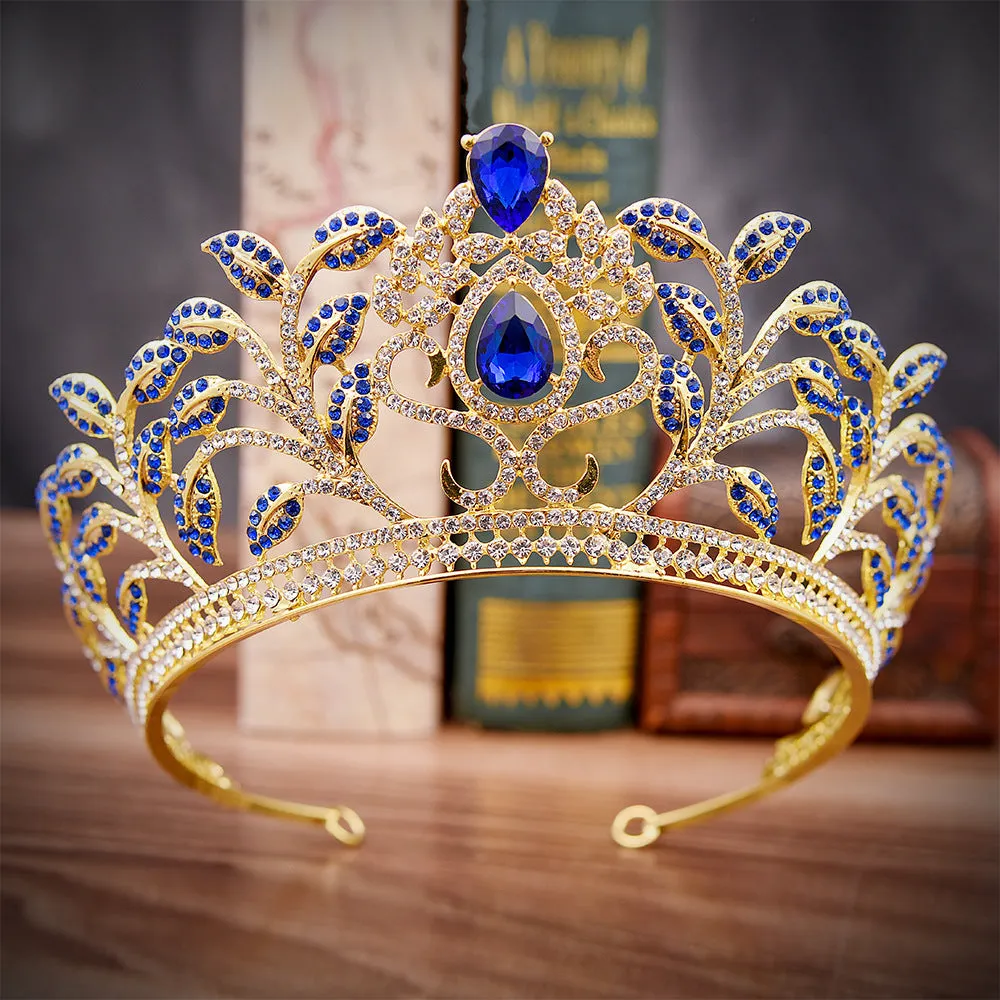 New Rhinestone Zirconia Tiara Bigger Size Diverse Color Crown Tiara Royal Bridal Wedding Dressing Crown Accessory Women