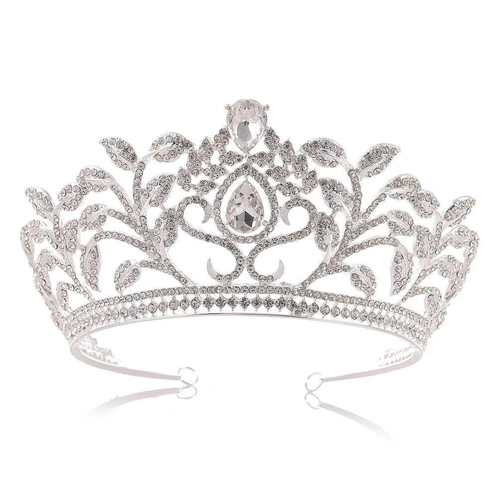 New Rhinestone Zirconia Tiara Bigger Size Diverse Color Crown Tiara Royal Bridal Wedding Dressing Crown Accessory Women