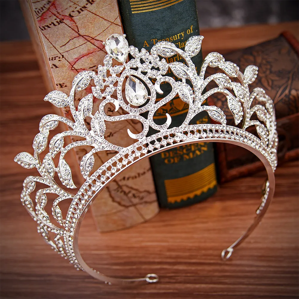 New Rhinestone Zirconia Tiara Bigger Size Diverse Color Crown Tiara Royal Bridal Wedding Dressing Crown Accessory Women