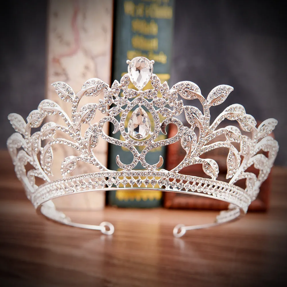 New Rhinestone Zirconia Tiara Bigger Size Diverse Color Crown Tiara Royal Bridal Wedding Dressing Crown Accessory Women