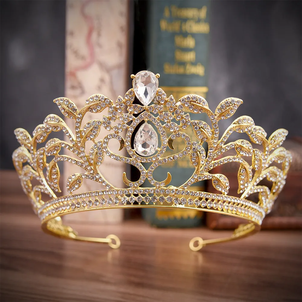 New Rhinestone Zirconia Tiara Bigger Size Diverse Color Crown Tiara Royal Bridal Wedding Dressing Crown Accessory Women