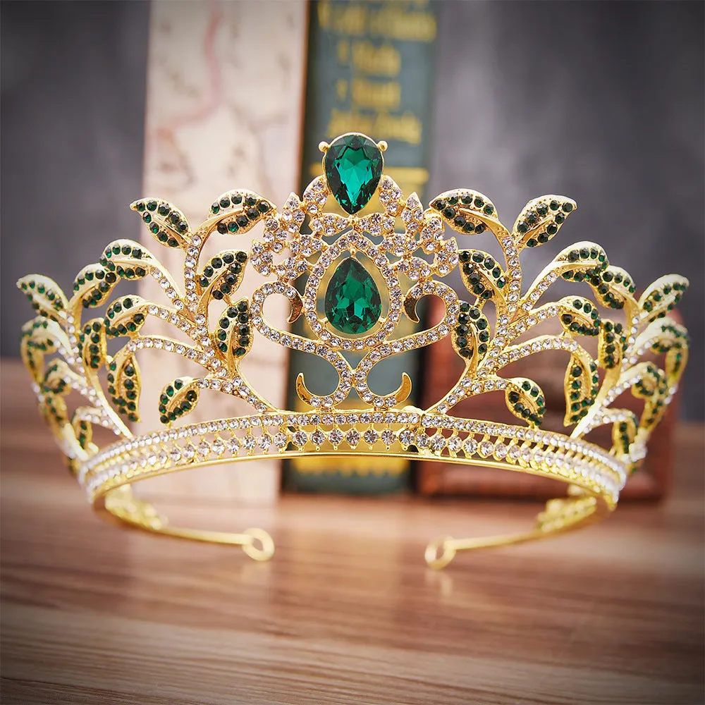 New Rhinestone Zirconia Tiara Bigger Size Diverse Color Crown Tiara Royal Bridal Wedding Dressing Crown Accessory Women