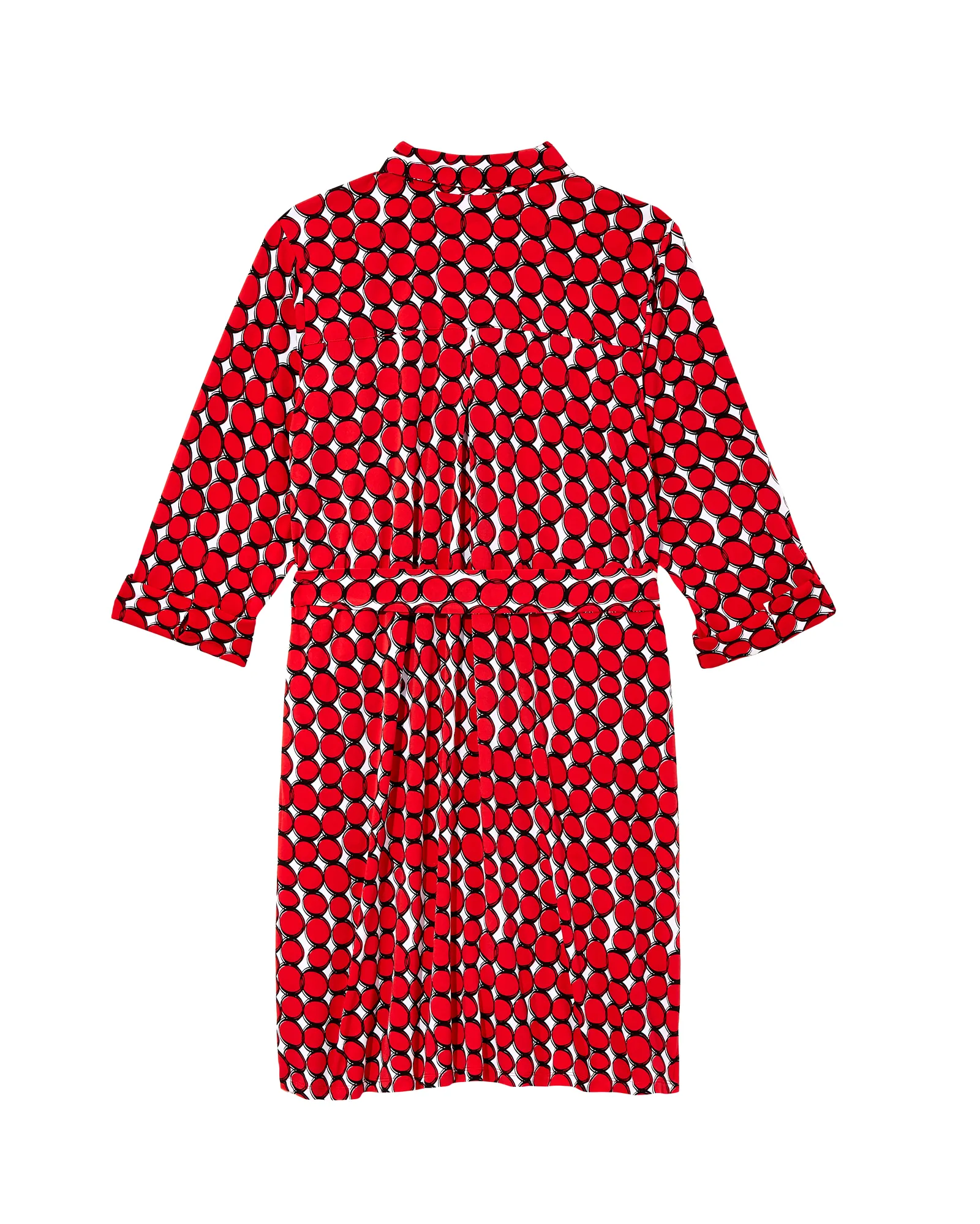 Oak Hill Tie-Waist Shirt Dress | Red / White