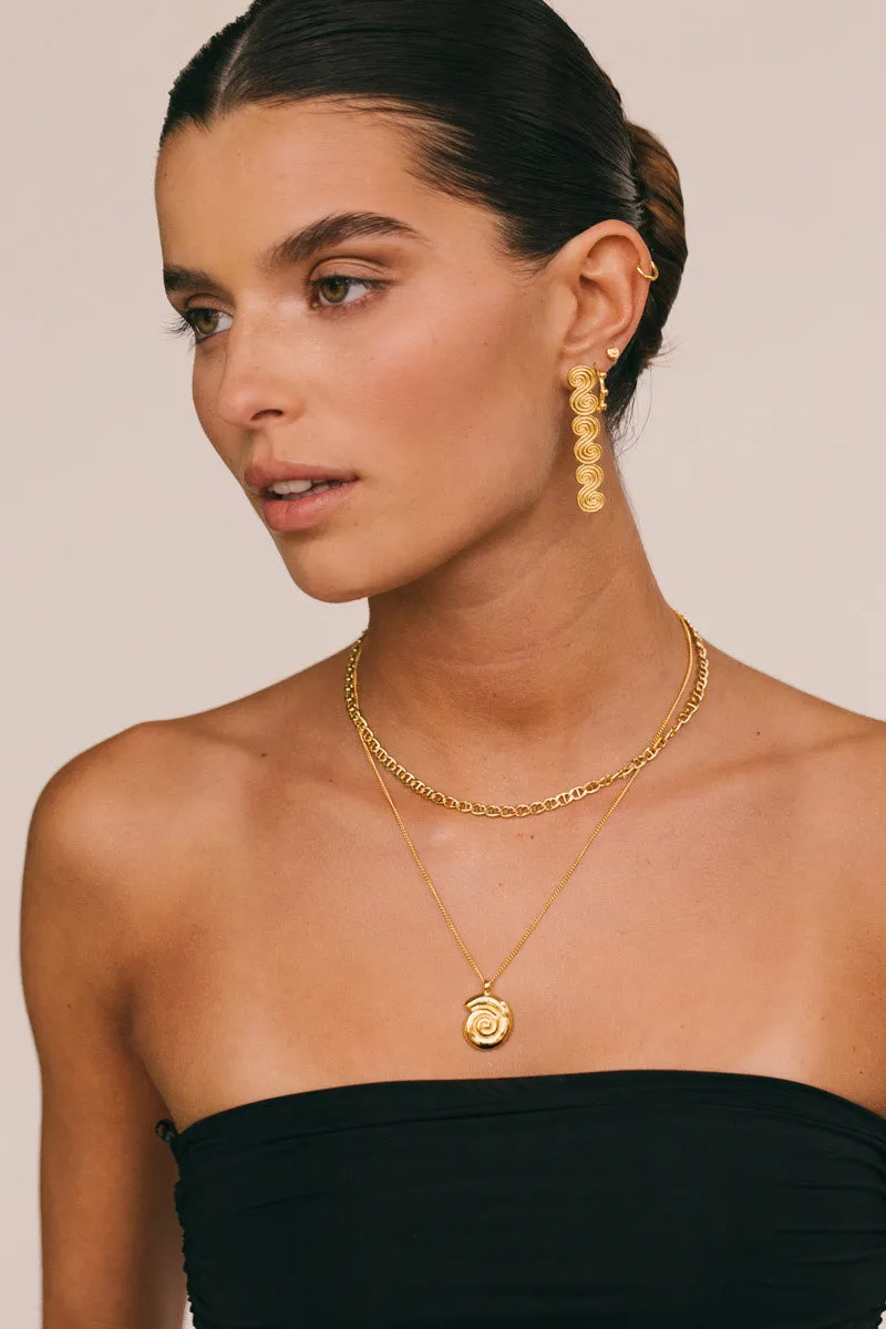 Ocean Swirl Necklace Gold Plated