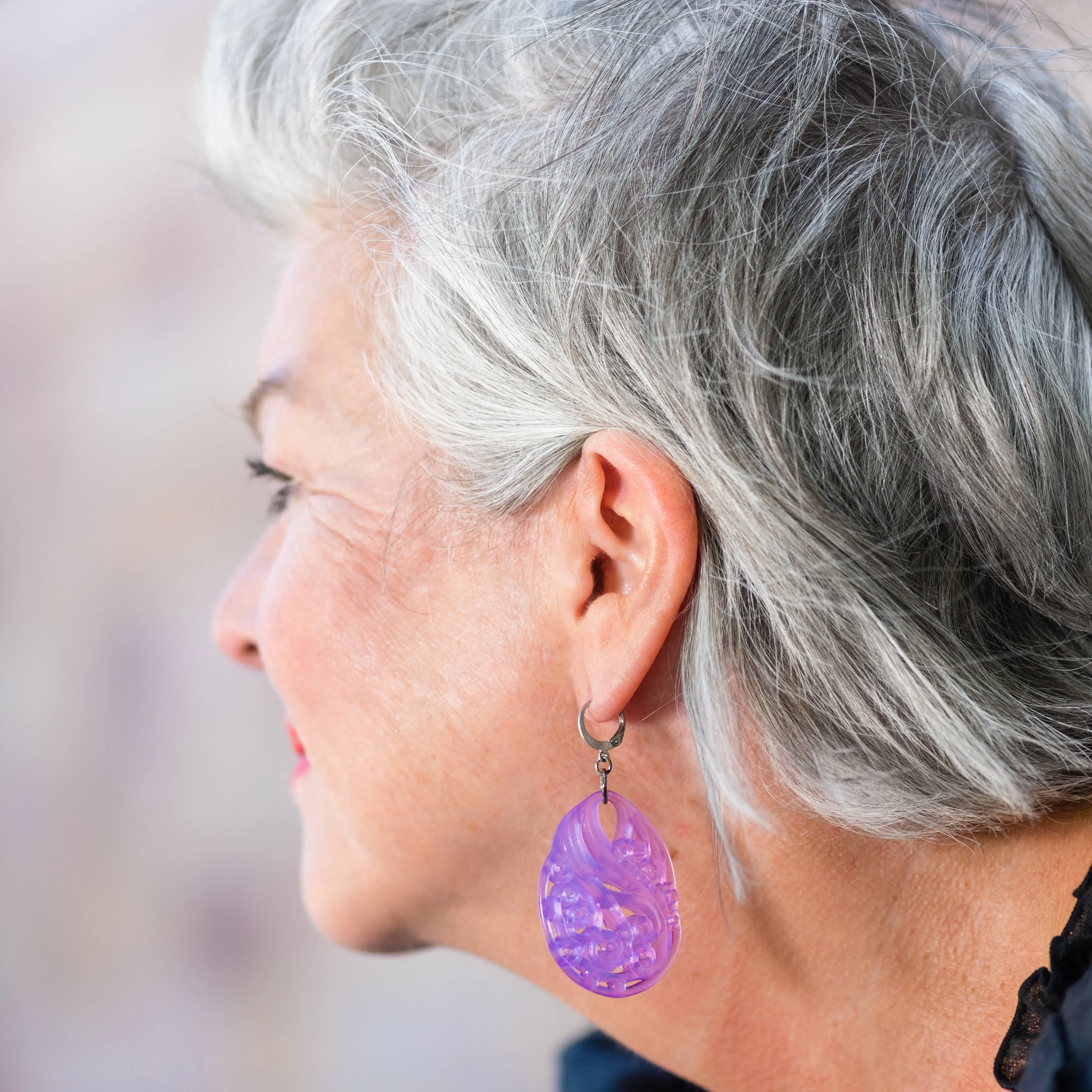 Olive Green Paisley Teardrop Earrings