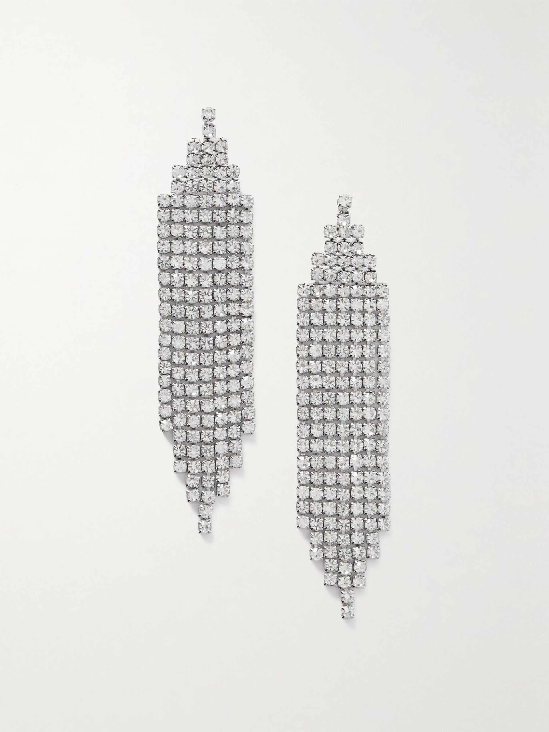 On The Fringe silver-tone crystal earrings