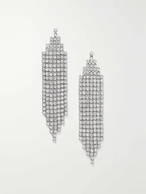 On The Fringe silver-tone crystal earrings