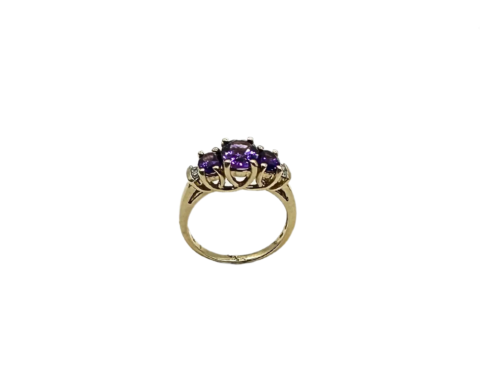 Oval Amethyst 3-Stone Ring