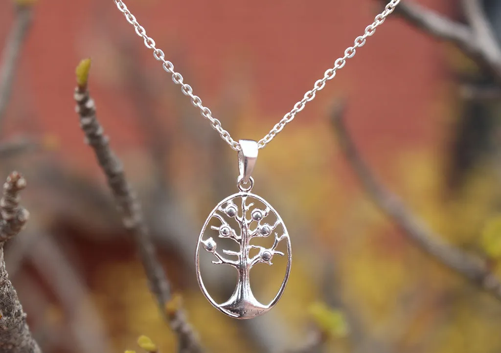 Oval Tree of Life Sterling Silver Necklace