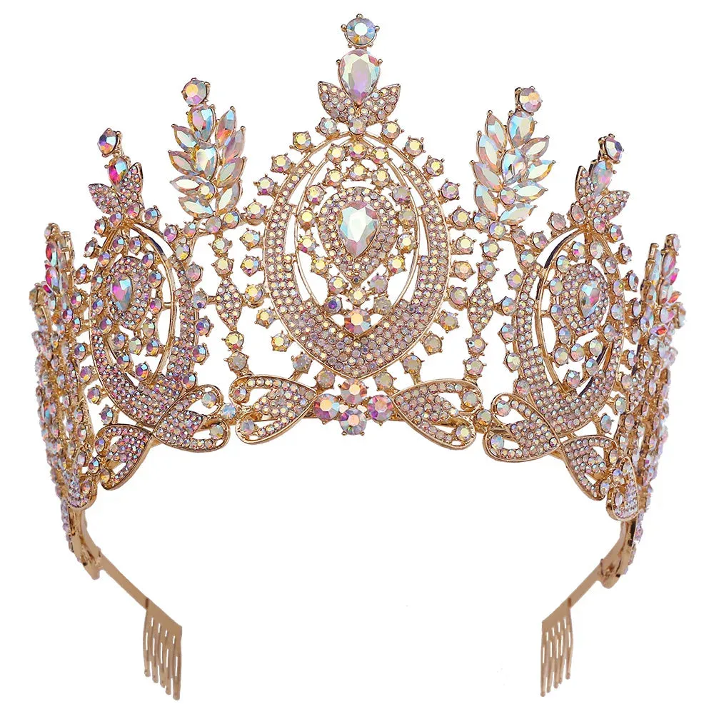 Ovals of Luxury Crystal Tiara-Crown for Quinceaneras-MisQuince-Pageants