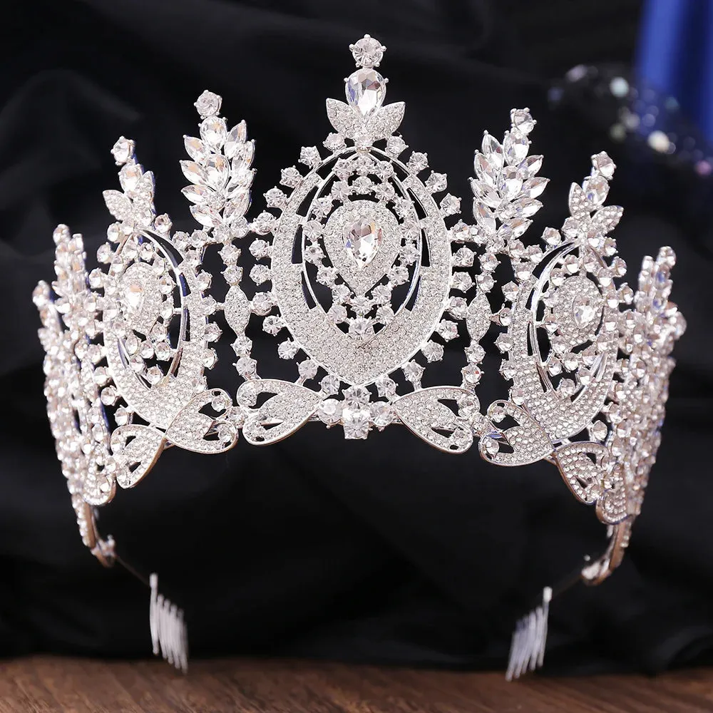 Ovals of Luxury Crystal Tiara-Crown for Quinceaneras-MisQuince-Pageants