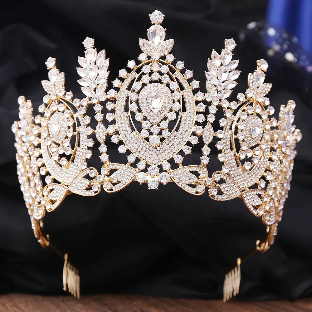 Ovals of Luxury Crystal Tiara-Crown for Quinceaneras-MisQuince-Pageants