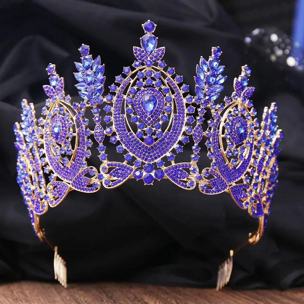 Ovals of Luxury Crystal Tiara-Crown for Quinceaneras-MisQuince-Pageants