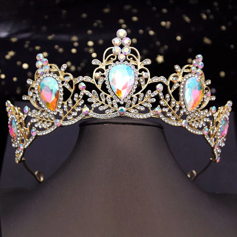 Oversized Tear Drop Crystal Party Tiara Crowns Hair Accessories